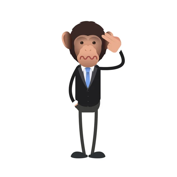 Business monkey commit suicide over white background. Vector design — Stock Vector