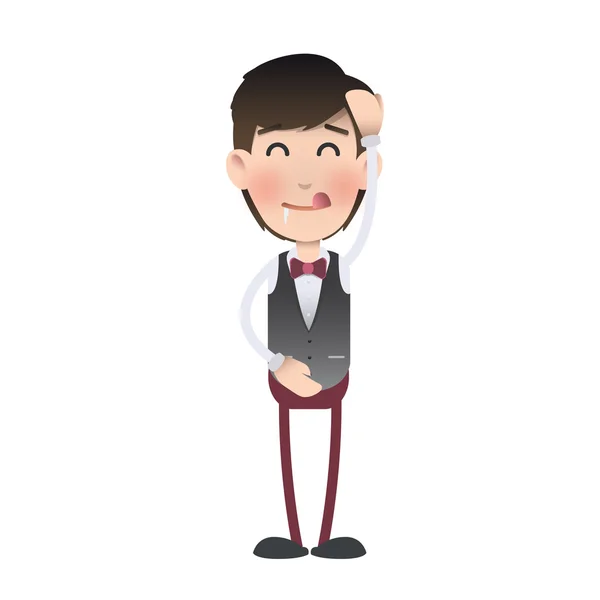 Happy waiter over isolated background. Vector design. — Stock Vector