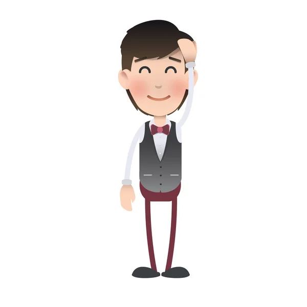 Flushed waiter over isolated background. Vector design. — Stock Vector