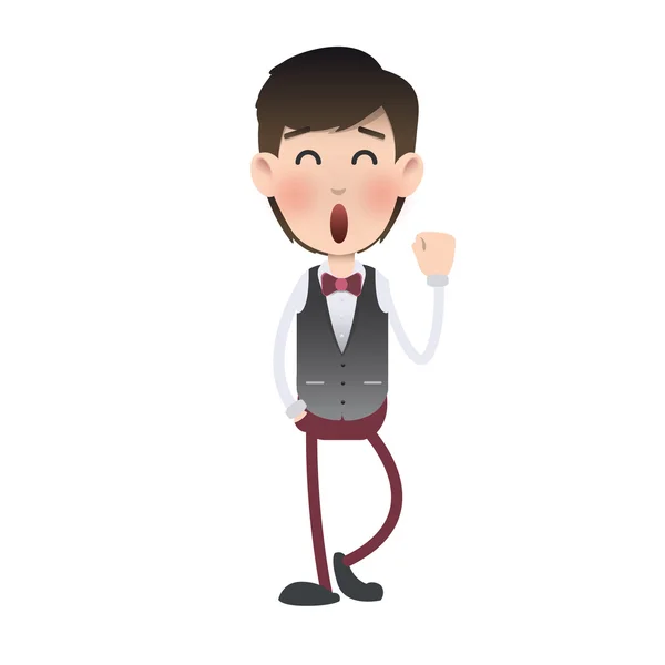 Happy waiter over isolated background. Vector design. — Stock Vector