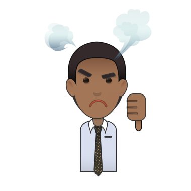 Başparmağını izole arka plan üzerinde ile mutsuz bir işadamı. vektör tasarımı. 