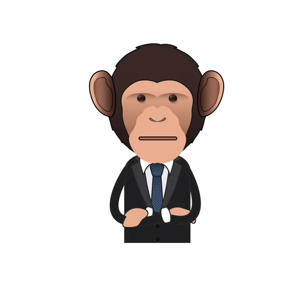 Fiatal üzleti majom felett, elszigetelt háttér. Vector design. — Stock Vector