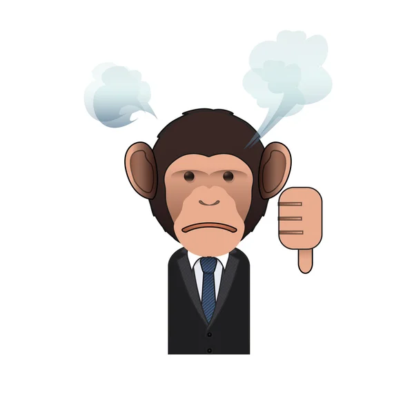 Unhappy Business monkey with his thumb down over isolated background. Vector design. — Stock Vector