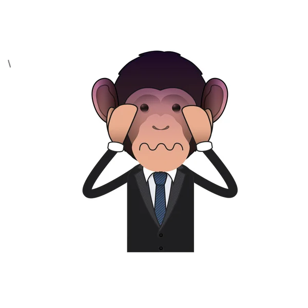 Fear Business monkey isolated over white background. Vector design. — Stock Vector