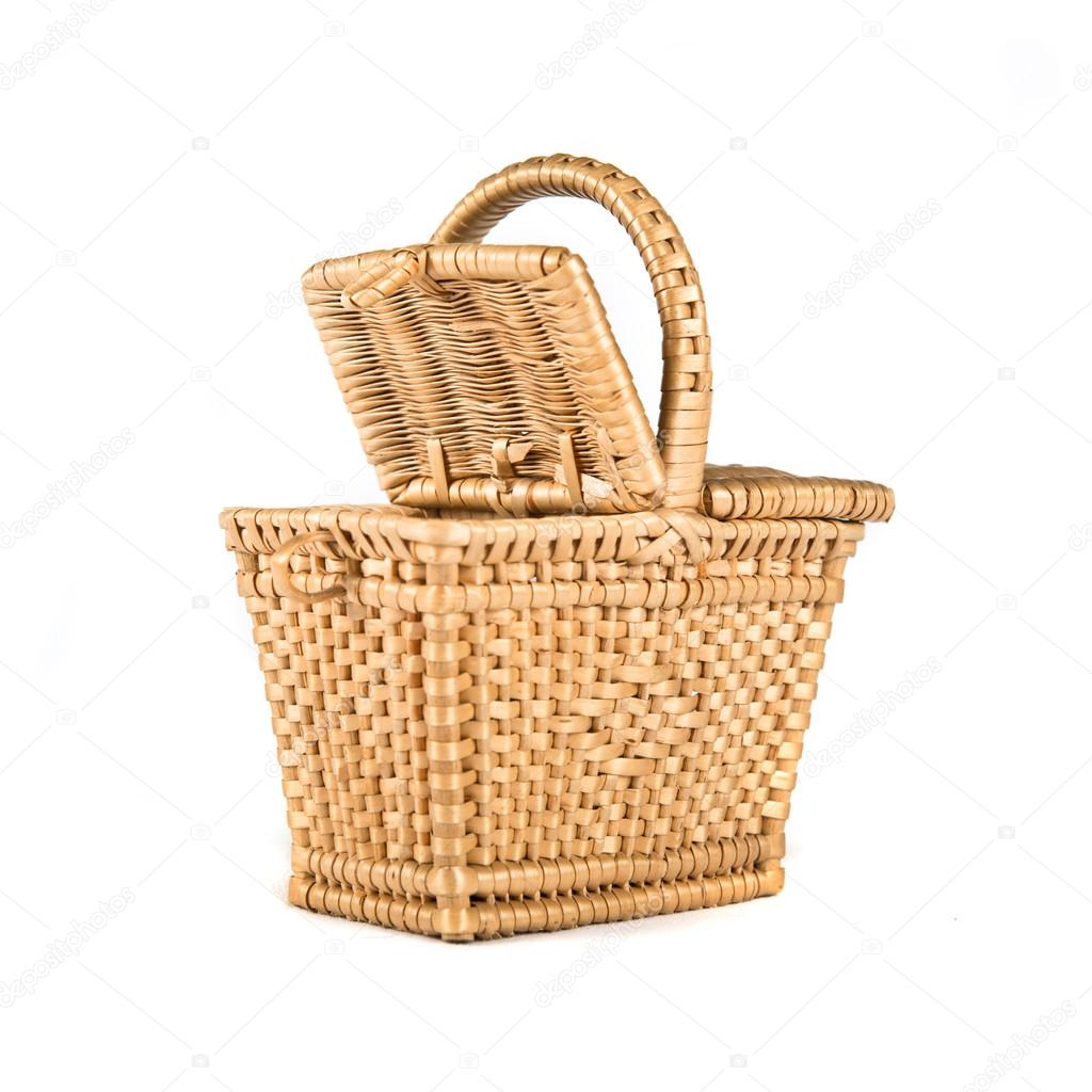 wicker basket over isolated white background