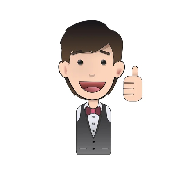 Happy man with his thumb up over isolated background. Vector design. — Stock Vector
