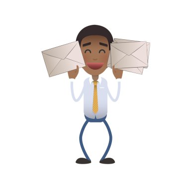 zakenman houden een envelop op witte achtergrond