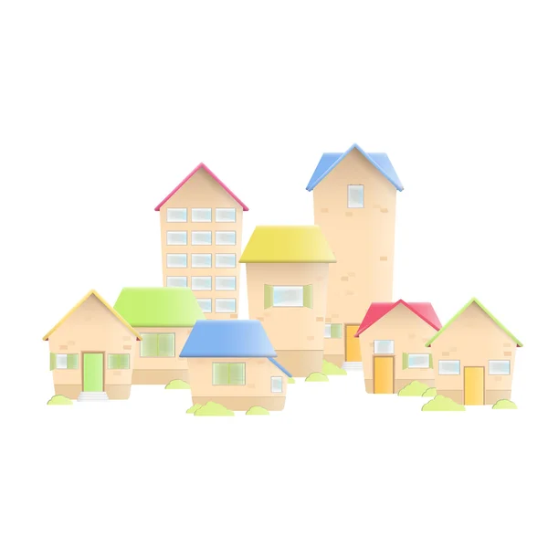 Cute traditional houses over white background. Vector design — Stock Vector