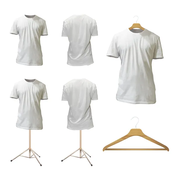 Conjunto de diseño de camisa blanca vacía. Ilustración vectorial realista . — Vector de stock