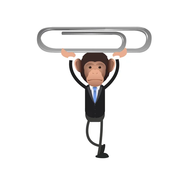 Business monkey holding a clip over white background — Stock Vector