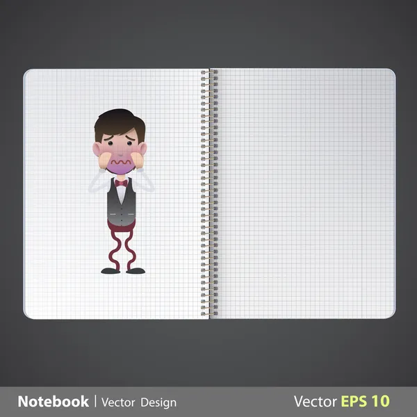 Camarero de miedo impreso en cuaderno. Diseño vectorial — Vector de stock