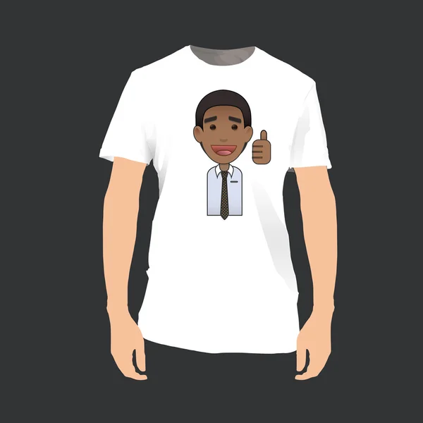 Homem de negócios feliz impresso na camisa. Projeto vetorial —  Vetores de Stock