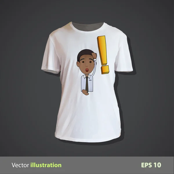 Verrast zakenman afgedrukt op shirt. vector ontwerp — Stockvector