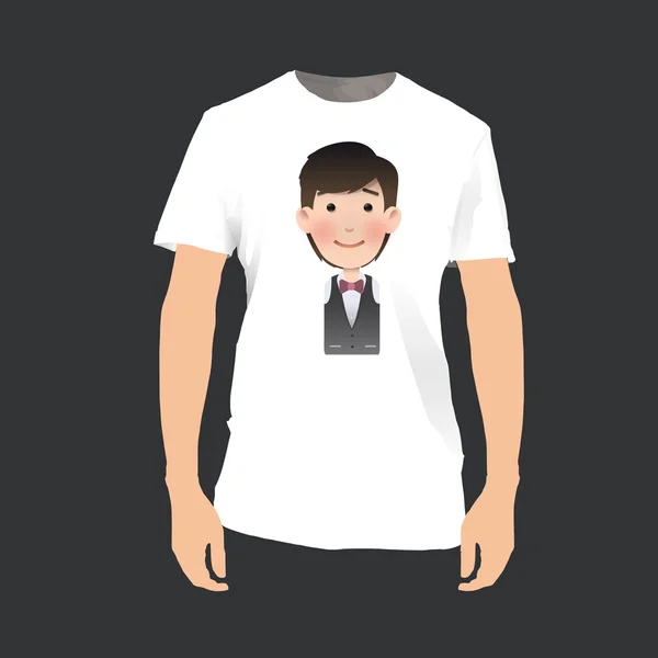 Happy man printed on white shirt. Vector design — Stock Vector