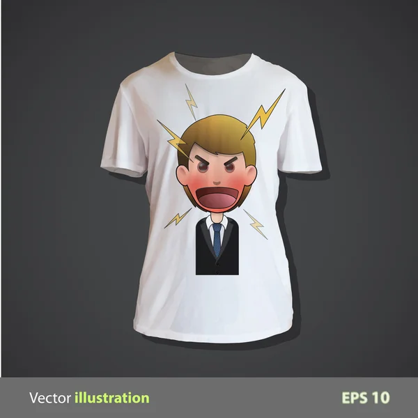 Angry businessman printed on shirt. Vector design. — Stockvector