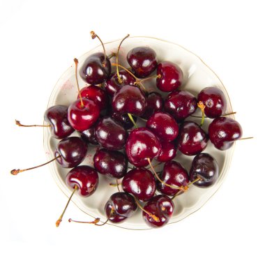 grup izole beyaz zemin üzerine kiraz