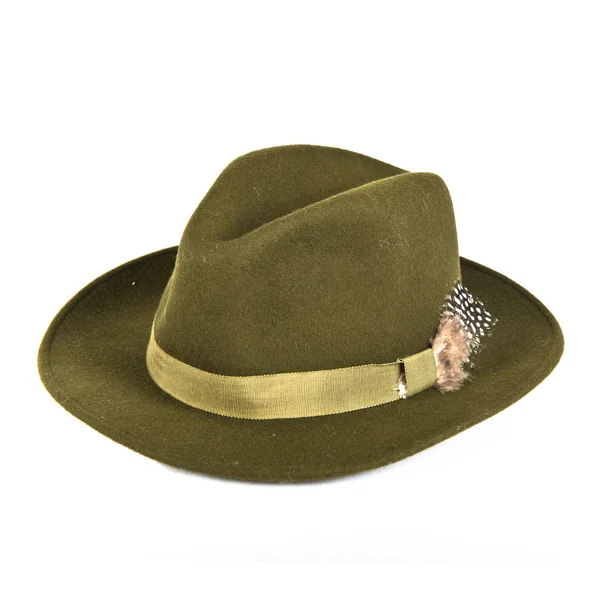 Sombrero verde vintage sobre fondo blanco aislado —  Fotos de Stock