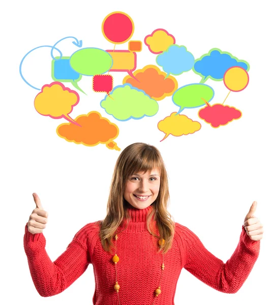 Young woman making Ok sign over white background — Stock Photo, Image