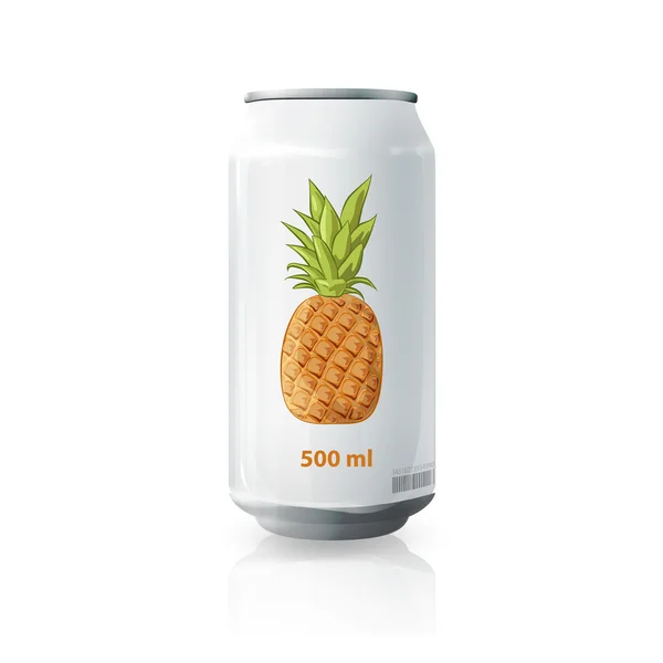 Boîte grise de jus d'ananas. Conception vectorielle — Image vectorielle