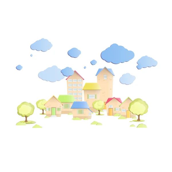 Cute traditional houses over white background. Vector design — Stock Vector