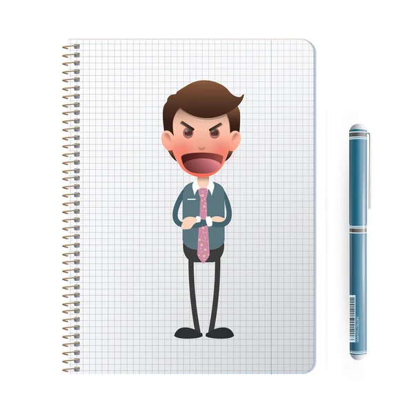 Angry Businessman impresso sobre notebook. Projeto vetorial — Vetor de Stock