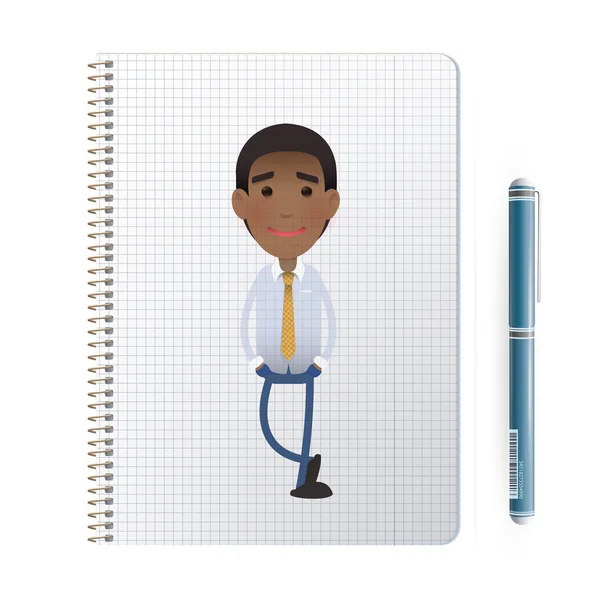 Happy Businessman impresso sobre notebook. Projeto vetorial — Vetor de Stock