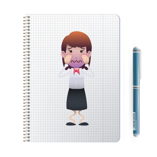 Affärskvinna ut över notebook. vektor design — Stock vektor