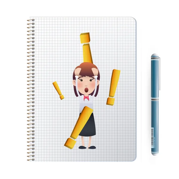 Businesswoman printed on notebook over white background — Stock Vector