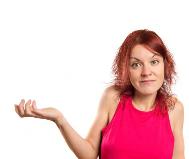 şüphe ile genç kız. 