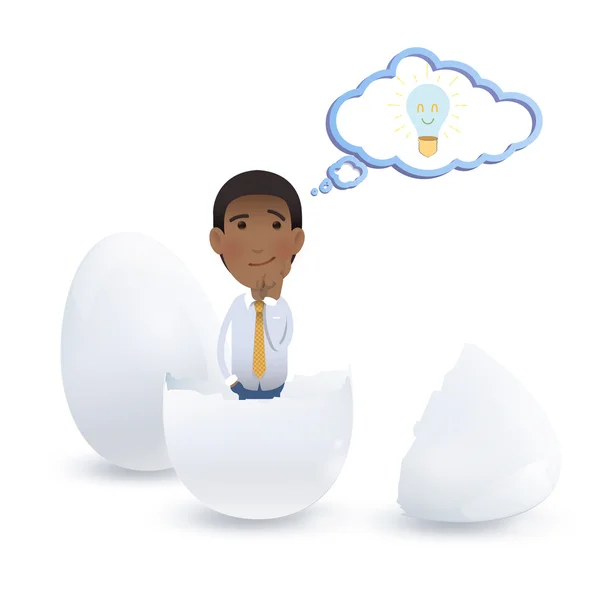 Empresário dentro de um ovo sobre fundo branco, Vector design — Vetor de Stock