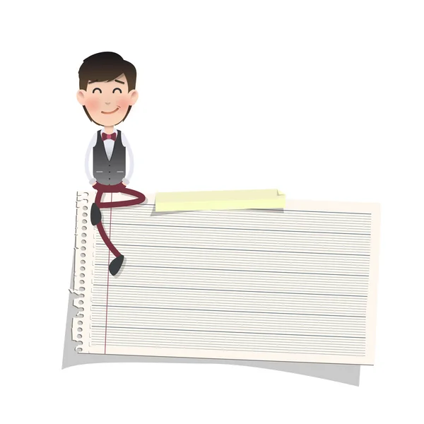 Businessman with note paper over white background. Vector design — Stock Vector