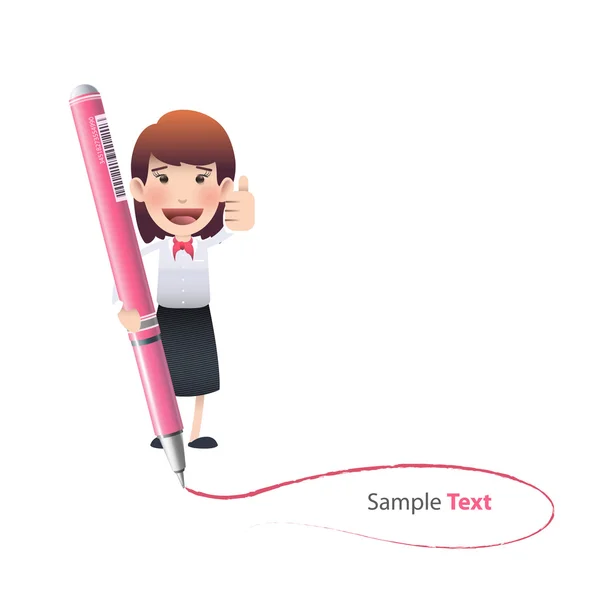 Zakelijke meisje met pen op witte achtergrond. vector ontwerp — Stockvector