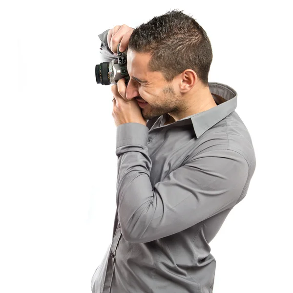 Man photographing over isolated background. — Stock Photo, Image