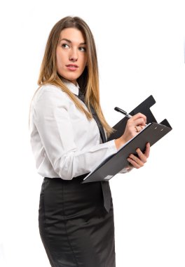 leuk meisje schrijven witte achtergrond 