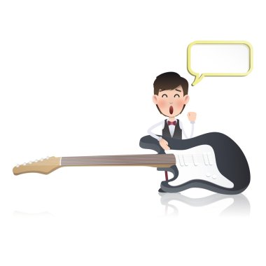 Beyaz arka plan üzerinde gerçekçi bass ile işadamı. 