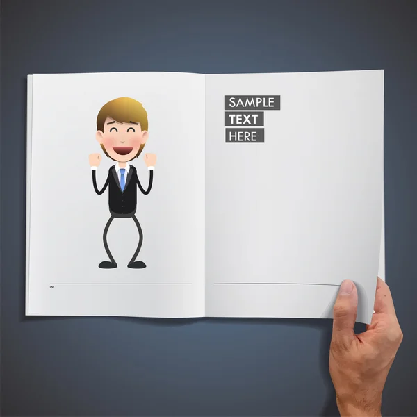 Businessman printed on realistic book. Vector design — Stock Vector