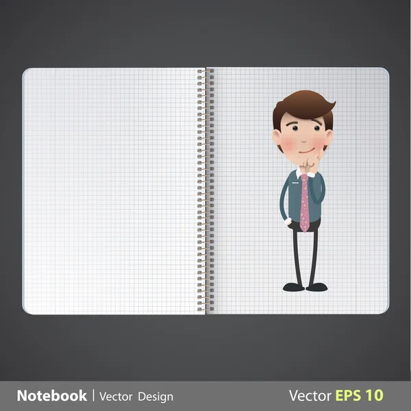 Affärsman tryckt på realistisk bok. vektor design — Stock vektor