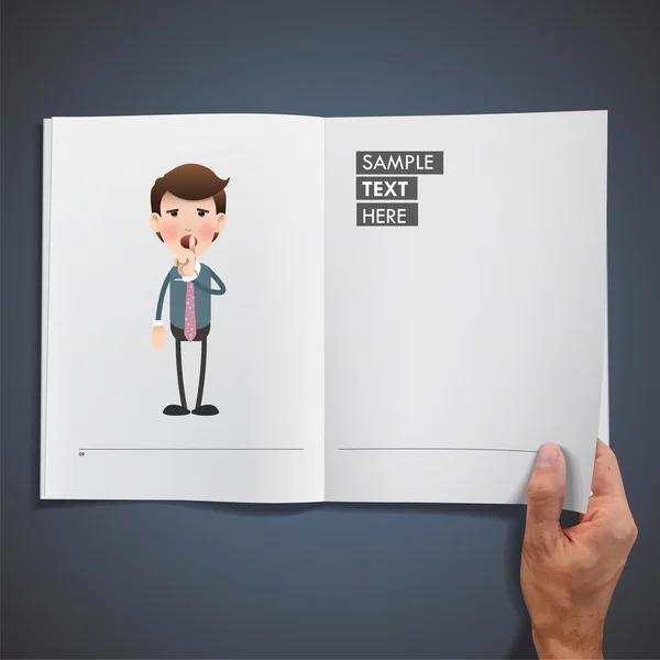 Businessman printed on realistic book. Vector design — Stock Vector