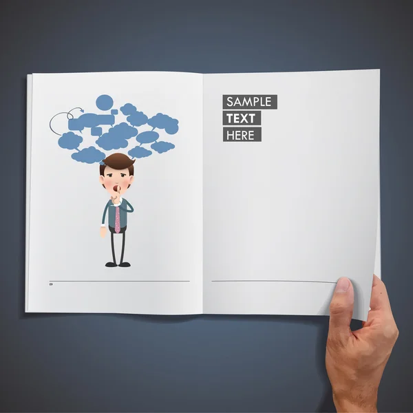 Empresario impreso en un libro realista. Diseño vectorial — Vector de stock