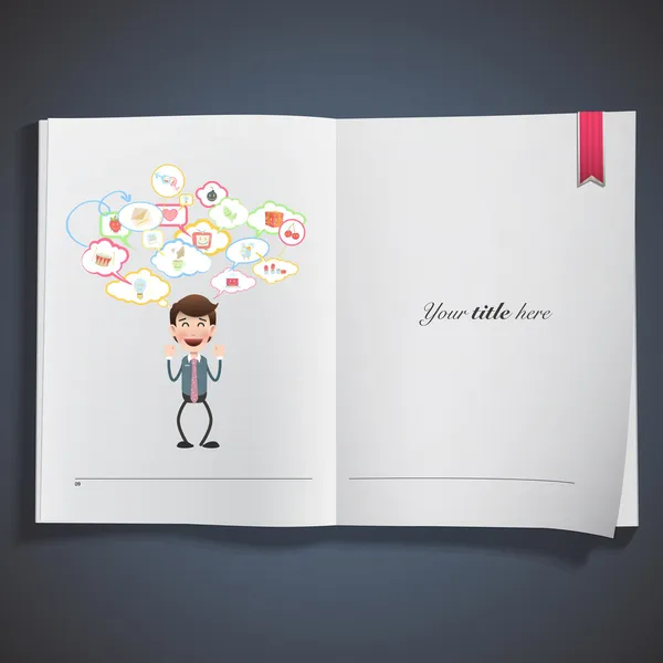 Empresario impreso en un libro realista. Diseño vectorial — Vector de stock