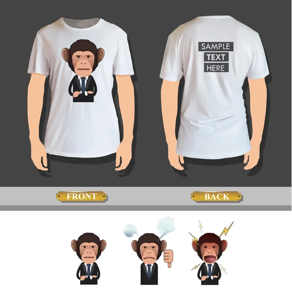 Macaco de negócios impresso sobre camisa realista. Projeto vetorial —  Vetores de Stock