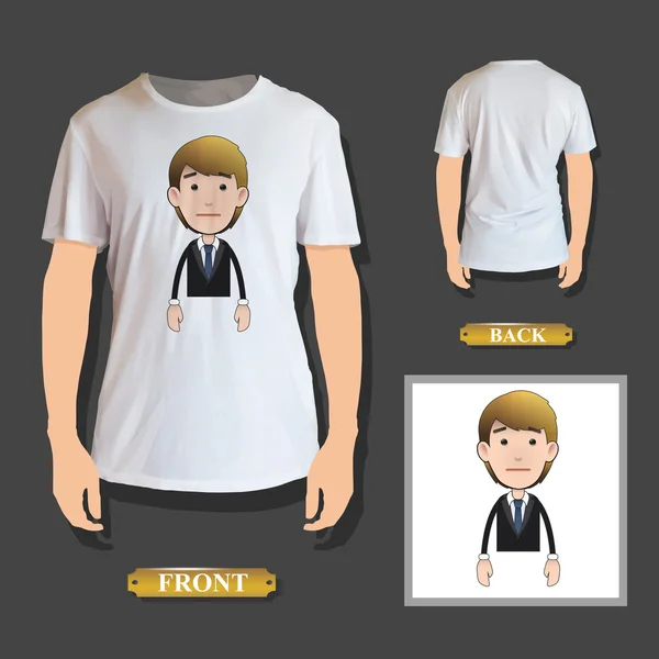 Empresario impreso sobre camisa realista. Diseño vectorial — Vector de stock