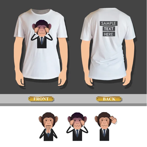 Business-Affe über realistischem Hemd gedruckt. Vektordesign — Stockvektor