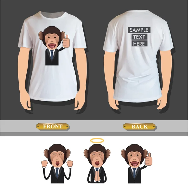 Business monkey printed over realistic shirt. Vector design — Stock Vector