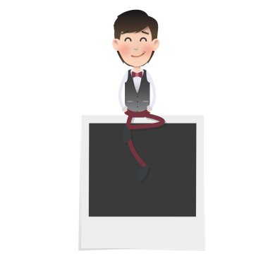 fotoğrafçılık üzerine beyaz bir iş adamı. vektör tasarımı. 