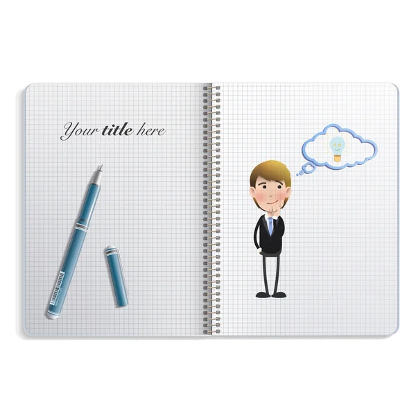 Üzletember notebook nyomtatni. Vector design — Stock Vector