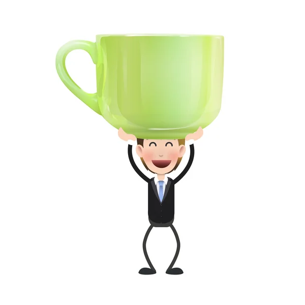 Businessman with realistic cup over white. Vector design. — Stock Vector