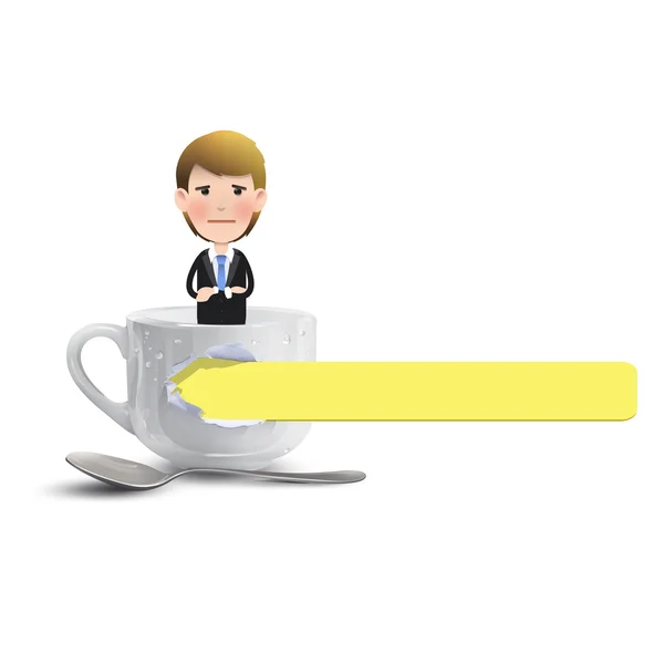 Businessman with realistic cup over white. Vector design. — Stock Vector