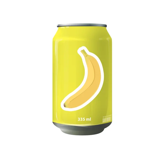 Yellow tin of banana juice. Vector design — Stock Vector