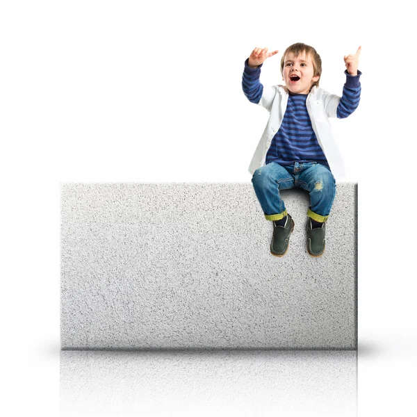 Lucky boy on rectangular placard — Stock Photo, Image